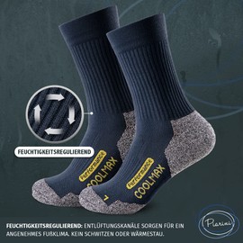 Piarini Coolmax Hiking Socks, Outdoor Socks, Long Functional Socks in Black, Anthracite, Navy, Petrol, 2 Pairs, Size: 35 - 38, 39 - 42, 43 - 46, 47 - 50 -