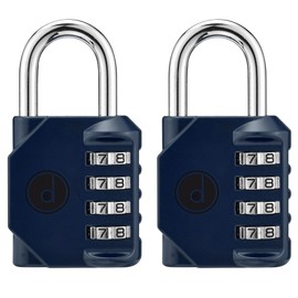 4 Digit Combination Locks 2 Pack - Weatherproof Padlock with Code - Combination Lock for Locker, Gym, Outdoor Gate, Storage Shed, Fence Gate & Bike Lock - Keyless, Easy to Set, Reset - New Blue