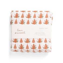 love & warmth Christmas Winter Sheet Set (Gingerbread Trees, Queen)