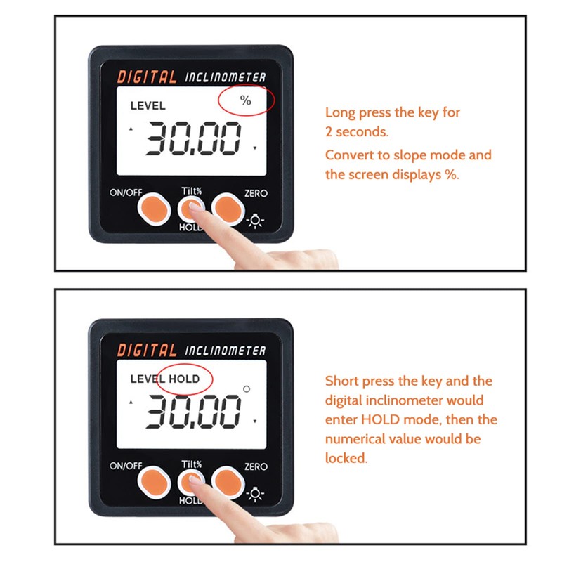 Digital Inclinometer 0-360°Electronic Protractor Aluminum Alloy Shell Digital Bevel Box