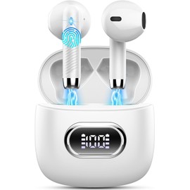Bluetooth Headphones, Wireless Bluetooth 5.4 In-Ear Headphones with 4 HD Mic, 2025 Wireless Headphones 42 Hours ENC Noise Cancelling Earbuds Deep Bass, IP7 Waterproof Earphones, LED Display, USB-C