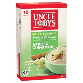 UNCLE TOBYS Oats Quick Sachets Apple & Cinnamon, 10 Sachets