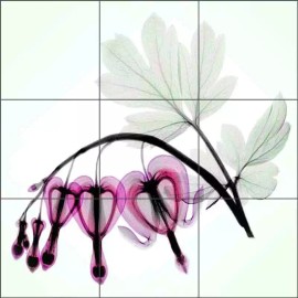 Artwork on Tile Bleeding Heart Tile Backsplash Pham Floral Flower Art Ceramic Mural OB-HP25a - 18" x 18" on 6" tiles