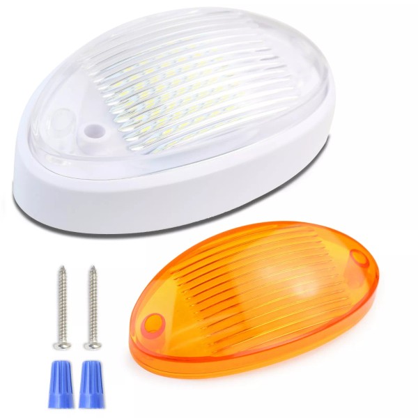LeisureLED RV LED Porch Light Oval clear amber lens camper