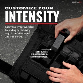 COBRASIX Weighted Vest for Men and Women 35lbs | Adjustable Weighted Workout With Removable Iron Weights | Heavy Duty Rucking Vest For Functional Training & Calisthenics [Black]