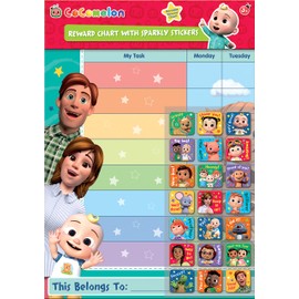 Paper Projects 01.70.30.053 CoComelon Everyday Reward Includes 56 Sparkly Stickers | Colourful Chart is Wipe-Clean, 29.7cm x 42cm