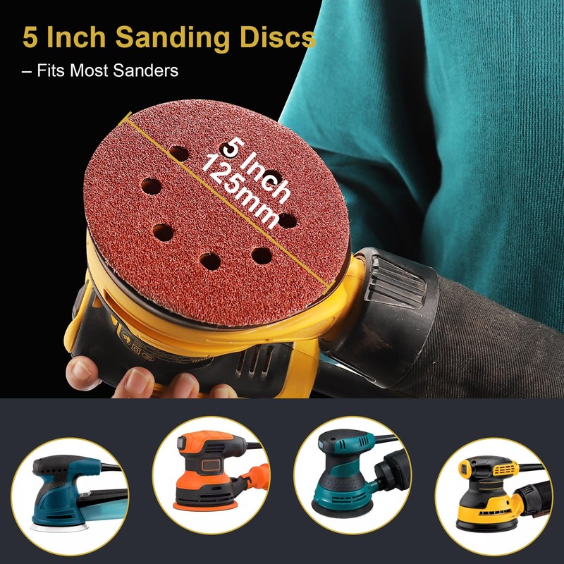UQIPLB 100 PCS 5 Inch Sanding Discs 600 Grit Hook