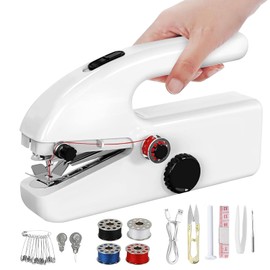 Mini Electric Sewing Machine, Small Portable Handheld Sewing Machines for Beginners, Quick Hand Stitching Machine for Fabrics & DIY Clothes Home and Travel, Compact & Lightweight