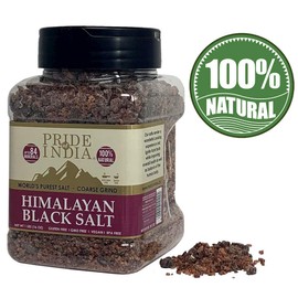 Pride Of India - Himalayan Black Salt - Coarse Grind, 1 Pound (16oz) Jar - Kala Namak - Contains 84+ Minerals - Use in Grinders, Restaurants & Cooking - Perfect for Faux Egg Recipes & Vegan Scramble