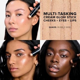 Nudestix Nudies Glow Highlighter Stick – Multi-Use Cream Highlighter for Cheeks, Eyes & Body with Built-In Brush | Dewy, Radiant Finish | Clean, Vegan & Travel-Friendly Makeup (Bubbly Bebe)