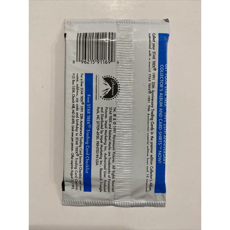 1991 Star Trek Original Trading Cards Pack Blue Next Generation