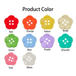 CANDEOLA 50-Pcs 11/16" Flower Resin Buttons | Bulk Assorted Colorful Flower Buttons for Sewing Crafts Shirts Clothes Decorations (17mm, 10 Colors, 5 Pcs/Color)