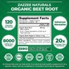 Zazzee USDA Organic Beet Root 8000 mg Strength 20:1 Extract,