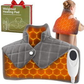OCTROT Weighted Heating Pad for Neck Shoulders and Back, for Mom Wife Grandma, Birthday Gifts for Women Men Dad, Instant Electric Heated Blanket with 9 Heat Options 4 Auto-Off Timer, Grey