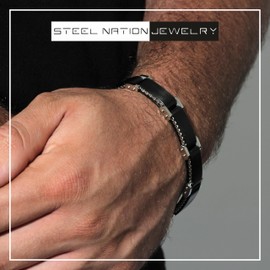 Men's 8.5" Stainless Steel Matte Black Finish Link Bracelet - Understated Elegance