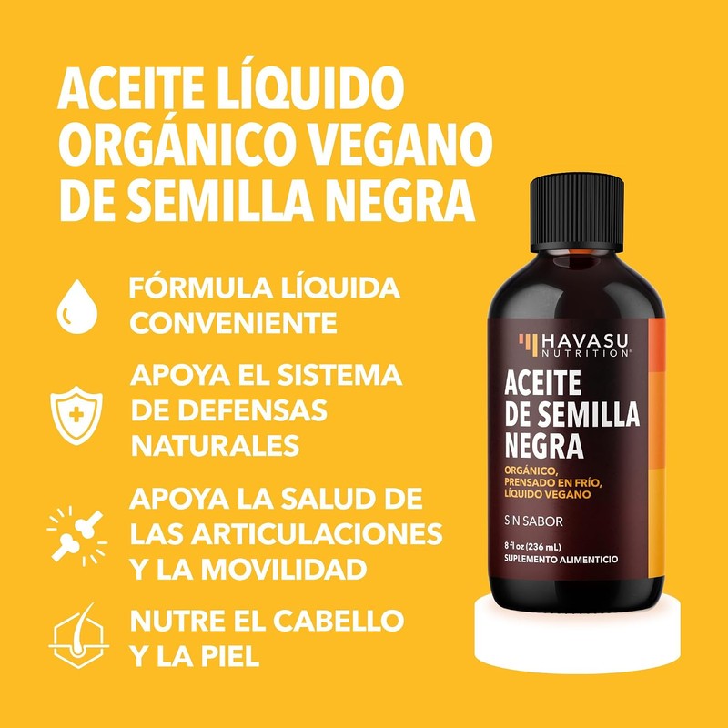 Havasu Nutrition Aceite de Semilla Negra Orgánico Prensado en Frío,