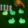 Renmin 12Pcs Luminescent Mini Resin Animals, Mini Rabbits Figurines, Small