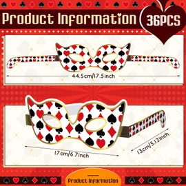 Relaxgiant 36 Pieces Casino Night Glasses Poker Dice Sign Glasses Las Vegas Paper Glasses Photo Booth Props Kit for Casino Party Supplies Decorations