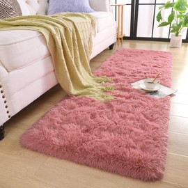 Chicrug 2x6 Soft Runner Rugs for Bedroom, Plush Hallway Carpet Runner Rug, Fluffy Rug for Living Room Bedside Room Decor for Family Kids, Blush