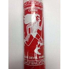 HERICAPUL Run Devil Run Red Candle in Glass (Corre Diablo Corre) - Silk Screen.