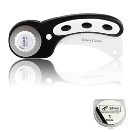 ECENCE Rollschneider für Stoff, Leder oder Papier - mit 45mm Ersatzklinge zum Nähen - Stoffschneider Nähzubehör Set - Rollmesser