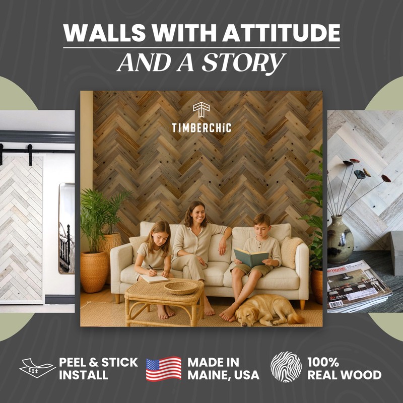 TIMBERCHiC 100% Wood Wall Planks - Made in USA -