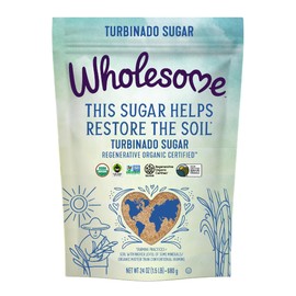 Wholesome Sweeteners 24-Ounce Regenerative Organic Certified Turbinado Sugar, Fair Trade, Non GMO, Gluten Free & Vegan, 1 Pack
