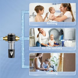 Vortopt Q800 Backwash Filter with Pressure Gauge, Automatic Washing System with Scraper, House Water Filter, Fountain Filter, Rainwater Filter, 40 Microns