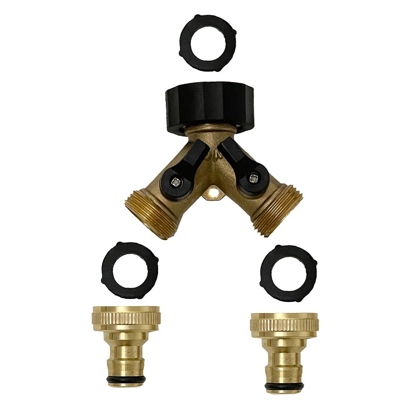KANANA GA436 2-Way Y-Splitter 3/4 Inch with Shut-Off Valves for