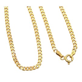 Kauf-mich-weg Curb Chain Genuine 925 Sterling Silver Gold-Plated 3 mm Wide Choice of Length 45 50 55 60 cm Silver Chain Necklace Chain Women, Silver