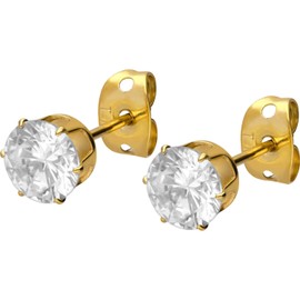 FILANGO Stud Earrings, Titanium, Earrings with Crystal, Choice of Colours and Sizes, Titanium (grade 23)