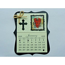 HANDMADE RELIGIOUS FAITH HOPE LOVE CROSS 2025 MAGNETIC CALENDAR MONTHLY TEAR OFF PAGES