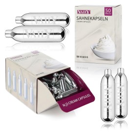 Vaily Cream Capsules Pack of 100 - N2O Capsules for Cream Dispenser and Cream Syphons - For Easy Preparation of Cream, Espumas, Soups and More