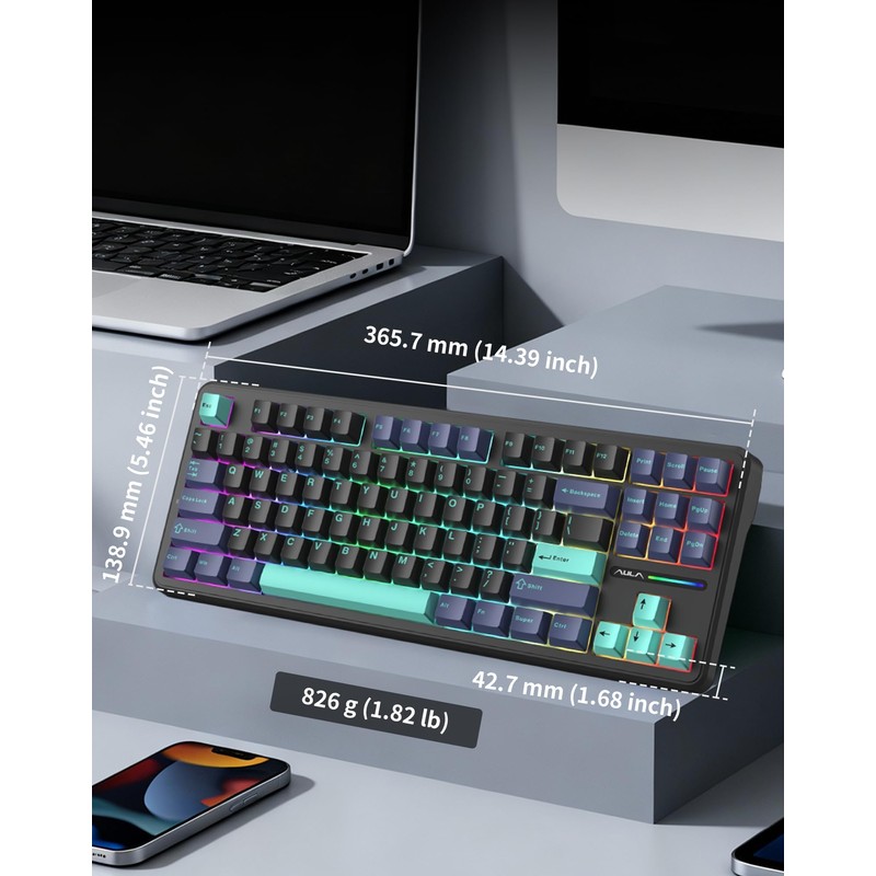Aula F87 Pro Wireless Mechanical Keyboard, Tri-Mode Bluetooth/2.4GHz/USB-C, 87-Key TKL