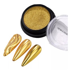 Dbmb Efecto Espejo Para Uñas Polvo Dorado Y Plateado 12 Piezas