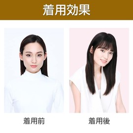 YOYO Partial Wig, 100% Human Hair, Fully Hand Planted, Point Wig, Women's, Medical, Parted, Natural, Real Artificial Scalp, Women's Gray Hair, Child Face Effect, Easy to Wear, Flat Bangs (Natural