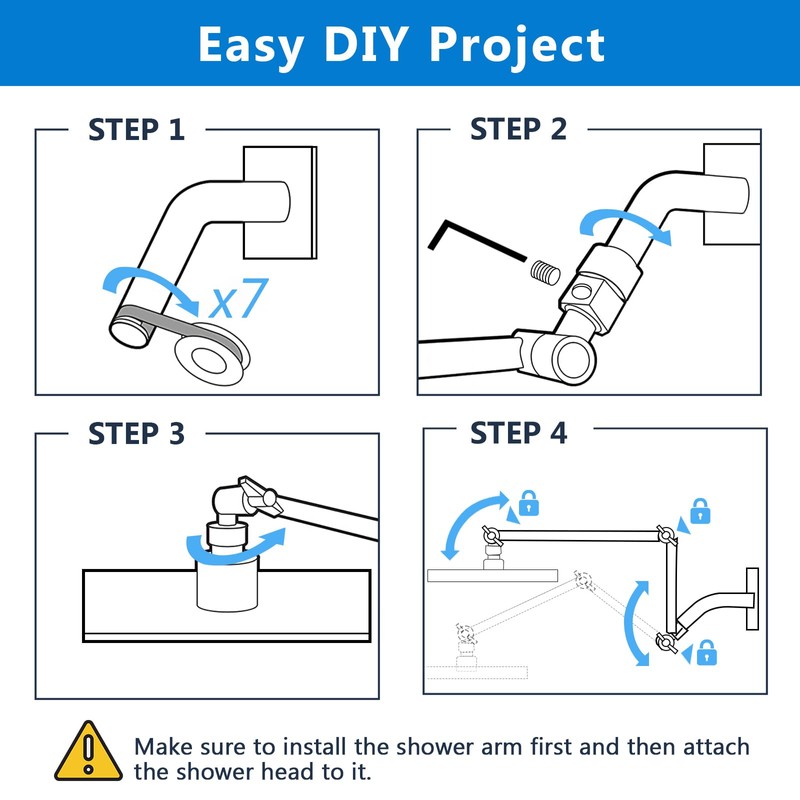 PDPBath Brass 16 Inch Shower Head Extension Arm, Upgrade Flexible