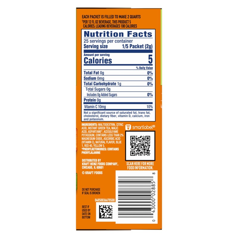 Crystal Light Peach Mango Green Tea Drink Mix, 10-Quart Canister