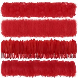 MWOOT 4 Styles Assorted Crafts Feathers (Red)