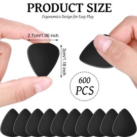 Yeshone 600 Pcs Guitar Picks Bulk Celluloid Picks Plectrums for Electric Acoustic Guitar Thin Medium Heavy Plectrums(Black)