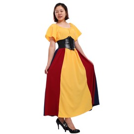 COSDREAMER Vestidos renacentistas para mujer traje medieval irlandés largo sobre vestido (Amarillo, XS)