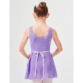 tanzmuster Emma Children's Wraparound Chiffon Ballet Skirt, Loose and Airy Ballet Skirt for Tying in Pink, White, Black, Light Blue, Pink and Purple, purple, 128/134
