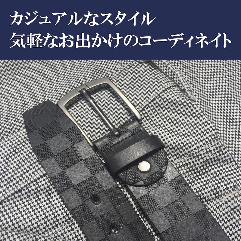 ASPALAND Men's Checkered Cow Leather Belt, Business and Casual, Belt