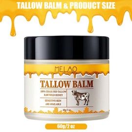 Grass Fed Tallow Balm & Honey Skincare for Dry Skin - Organic Face Moisturizer, Whipped Tallow Lotion, Natural Healing Balm for Body Care