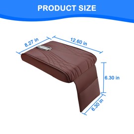 Mandark Car Center Console Cover, Leather Memory Foam Auto Armrest Cushion, Waterproof Comfortable Vehicle Arm Rest Pad with Tissue Box and Storage Bag, Universal for SUV, Truck, RV（Coffee）