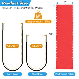 Ostlttyn Zero Gravity Chair Replacement Fabric with Cord Kits, 17inch Wide Repair Cloth with Replacement Bungee Cord for Anti Gravity Chairs Patio Lounge Chair Lawn Beach Sling Chair, Red