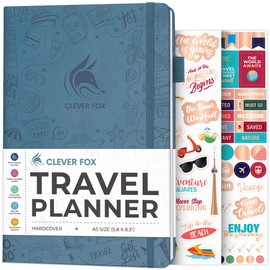 Clever Fox Travel Journal – Vacation Planner with Budget Plan, Packing List, Expense Tracker & Trip Journal – Travelling Itinerary Organizer for Women, Men & Couples – A5 Size, Smoke Blue