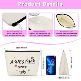 60th Gifts Ideas Makeup Bag Happy 60th Birthday Gifts For Women Men 1965 Birthday Decorations Cosmetic Bag 60 Year Old Birthday Gifts For Grandmother Wife Aunt Turning 60 Birthday Gifts Travel Pouch
