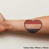 'Netherlands Flag Heart' Temporary Tattoo - Water Resistant, Skin-Safe, Non-Toxic