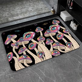 Yesad Bathroom Rugs Rubber Backing, Eye Mushrooms Mat, Non-Slip Kitchen Rugs, Quick Dry Bath Mat Kitchen Mat Home Decor Rug for Bedroom Kitchen Entryway Bathroom (24"x16", Eye&Mushrooms)